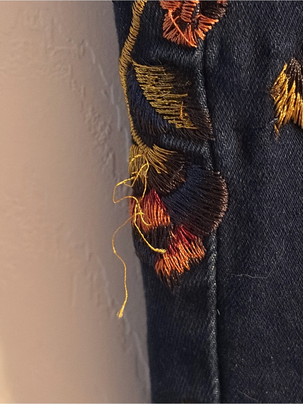 VENUS Dark Blue Skinny Jeans with Embroidered Floral Detail - Picture 4 of 5
